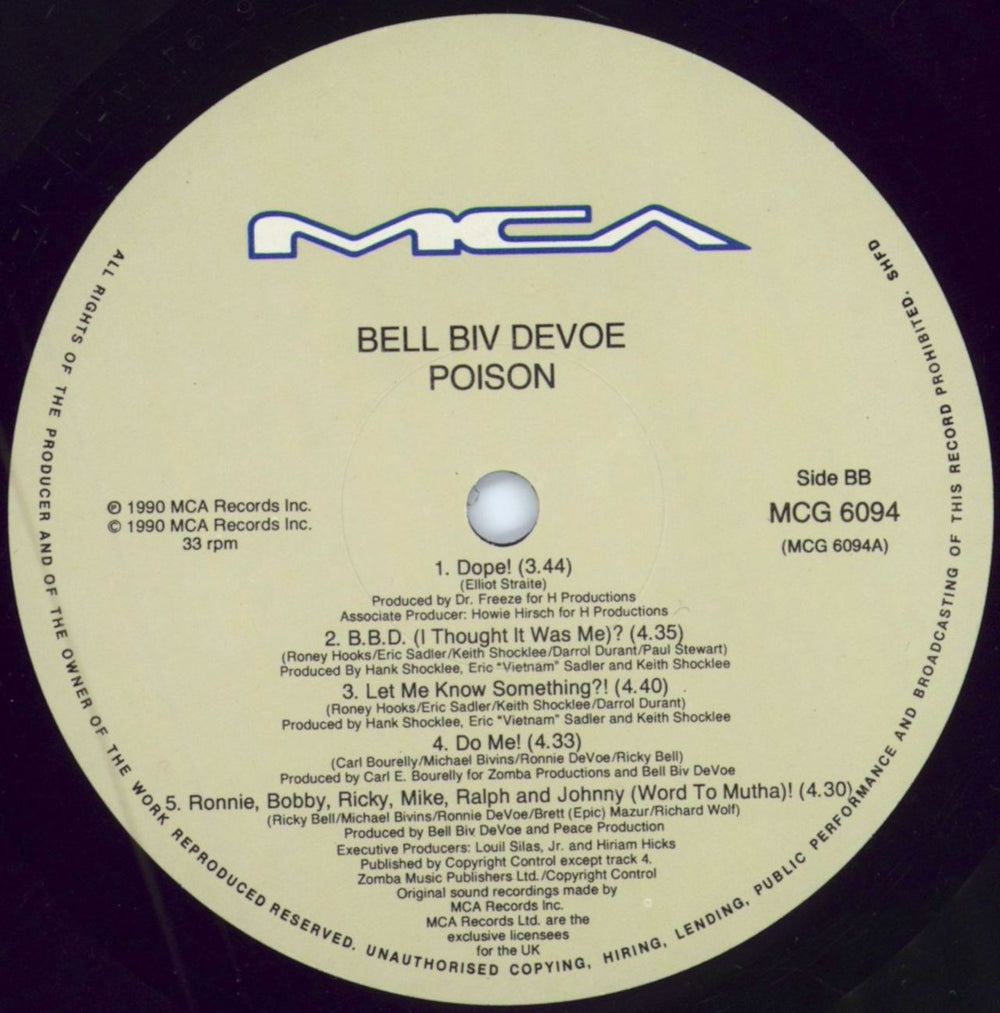 Bell Biv Devoe Poison UK vinyl LP album (LP record) BGXLPPO785340