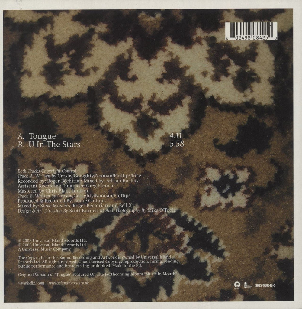 Bell X1 Tongue UK 7" vinyl single (7 inch record / 45) 602498084250