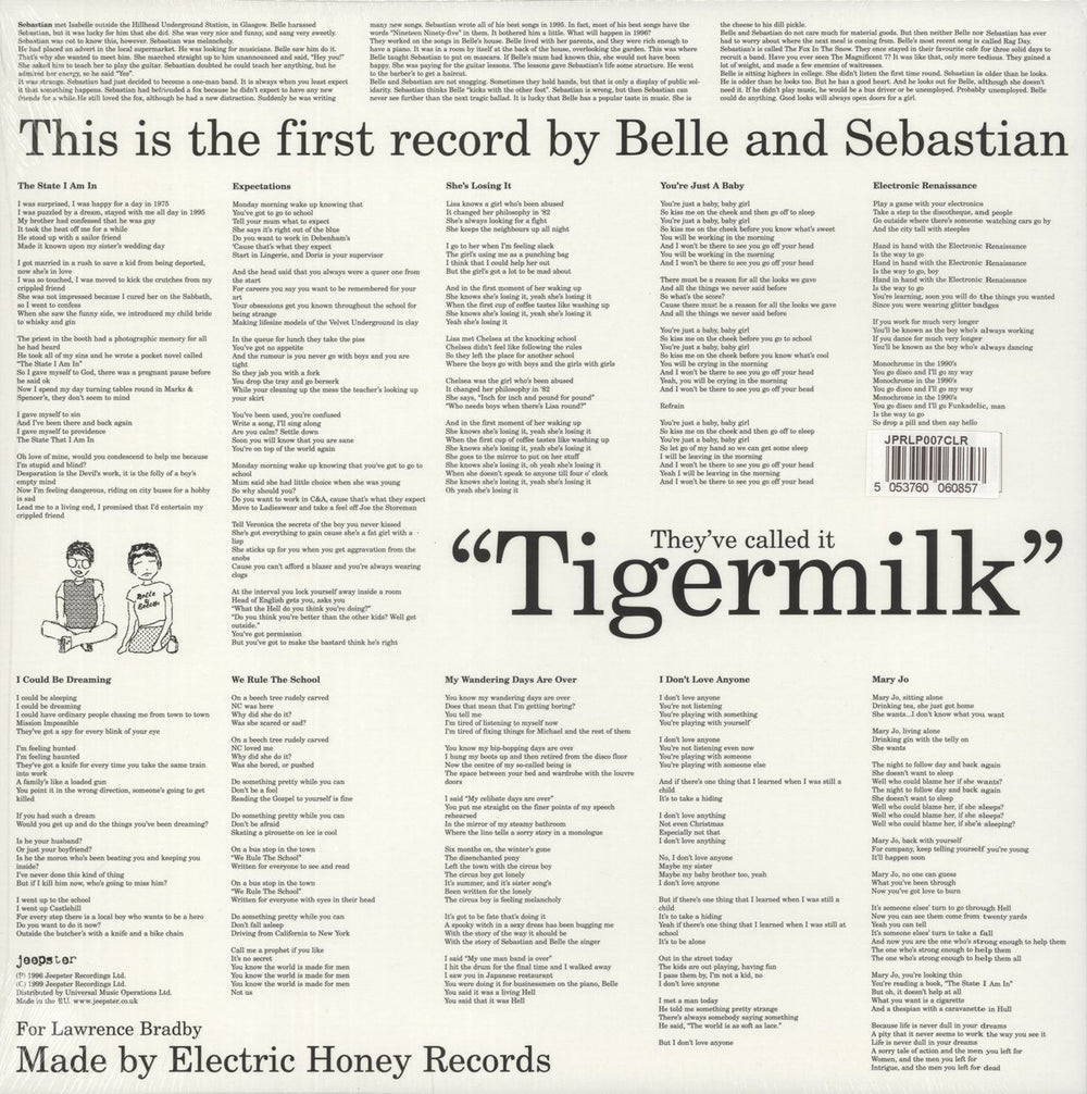 Belle & Sebastian Tigermilk - Baby Blue Vinyl - #LRS - Sealed UK vinyl LP album (LP record) 5053760060857