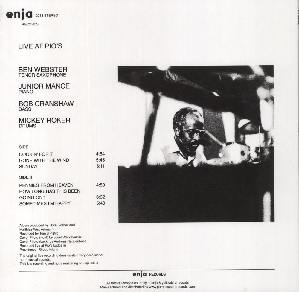 Ben Webster Live At Pio's - 180gm German vinyl LP album (LP record) 5060149623442