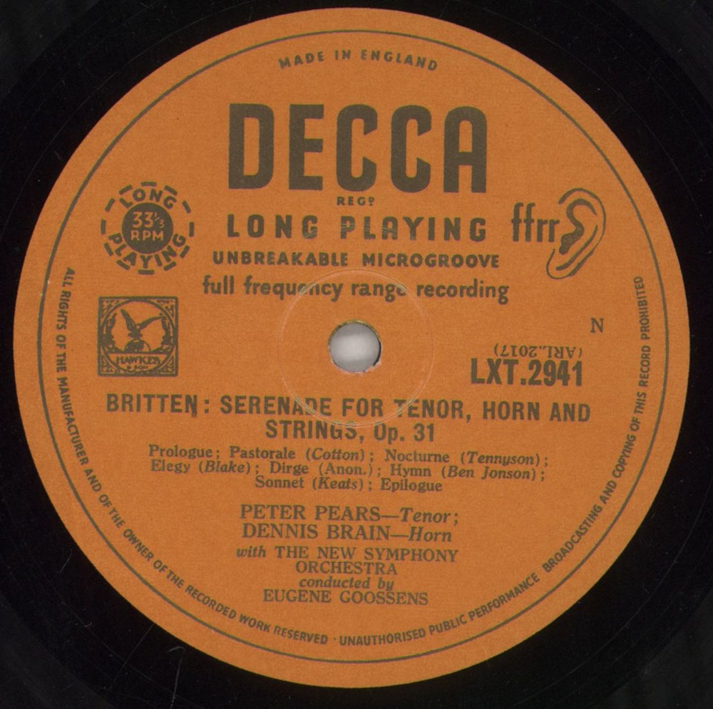 Benjamin Britten Britten: Les Illuminations / Serenade For Tenor, Horn And Strings UK vinyl LP album (LP record) B1-LPBR862047