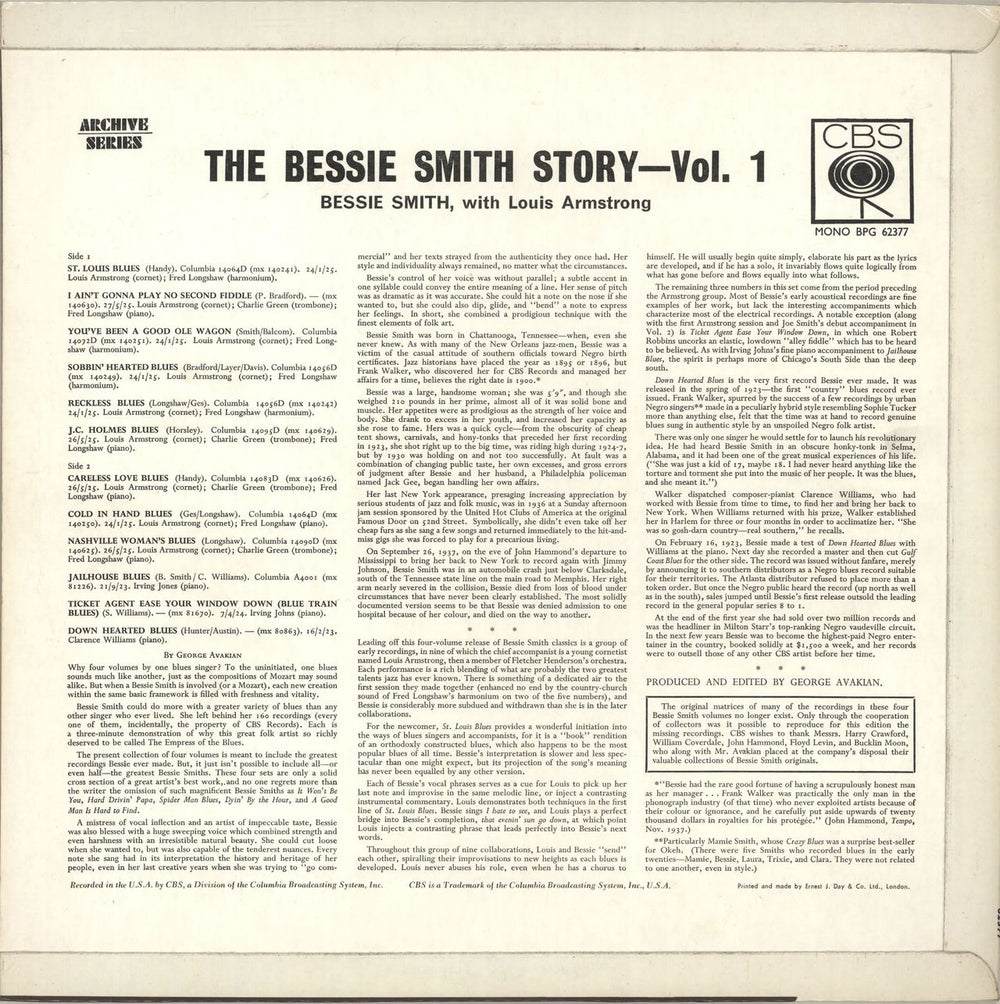 Bessie Smith The Bessie Smith Story - Vol.1 UK vinyl LP album (LP record)