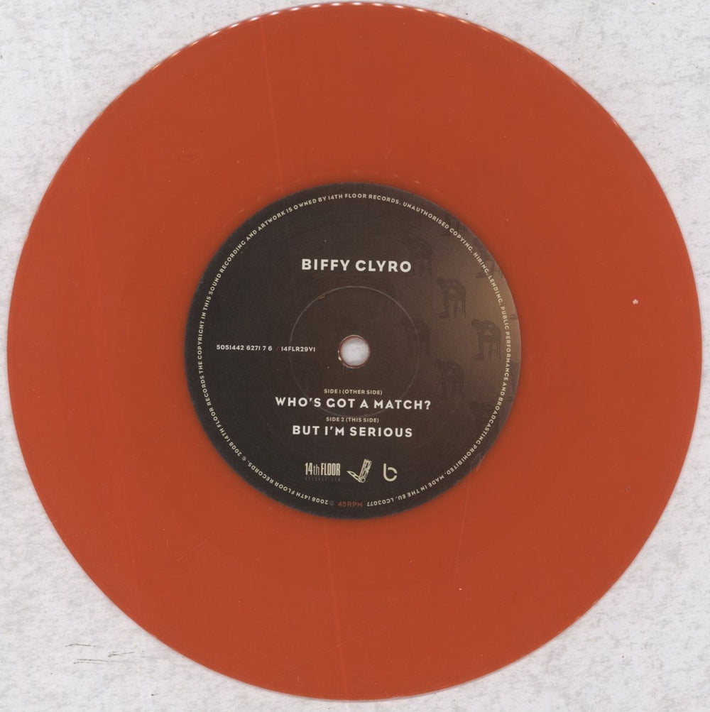 Biffy Clyro Who's Got A Match - Red Vinyl + Numbered Sleeve UK 7" vinyl single (7 inch record / 45) B.Y07WH426266