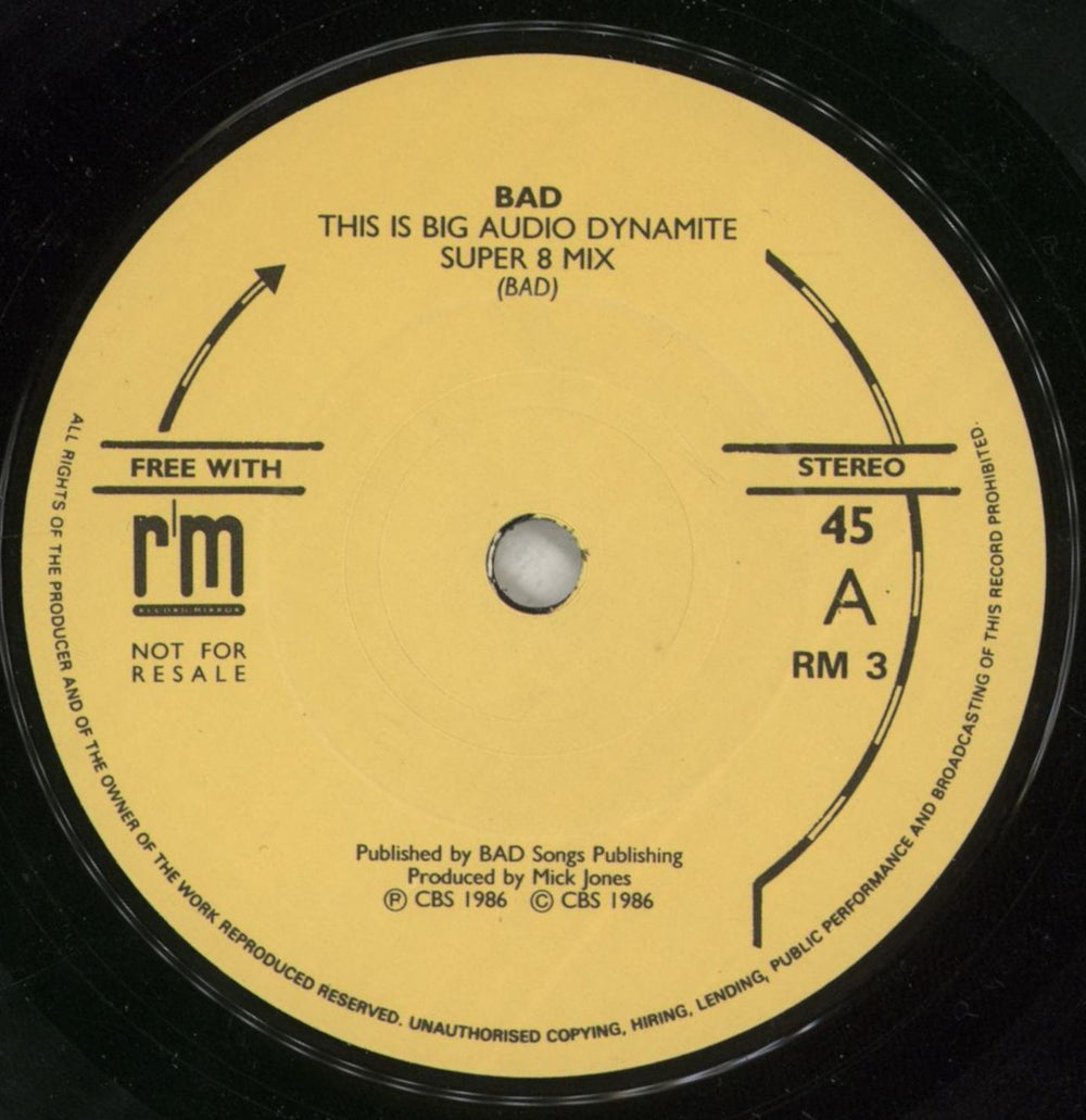 Big Audio Dynamite This Is Big Audio Dynamite Super 8 Mix UK Promo 7" vinyl single (7 inch record / 45) BAD07TH209353