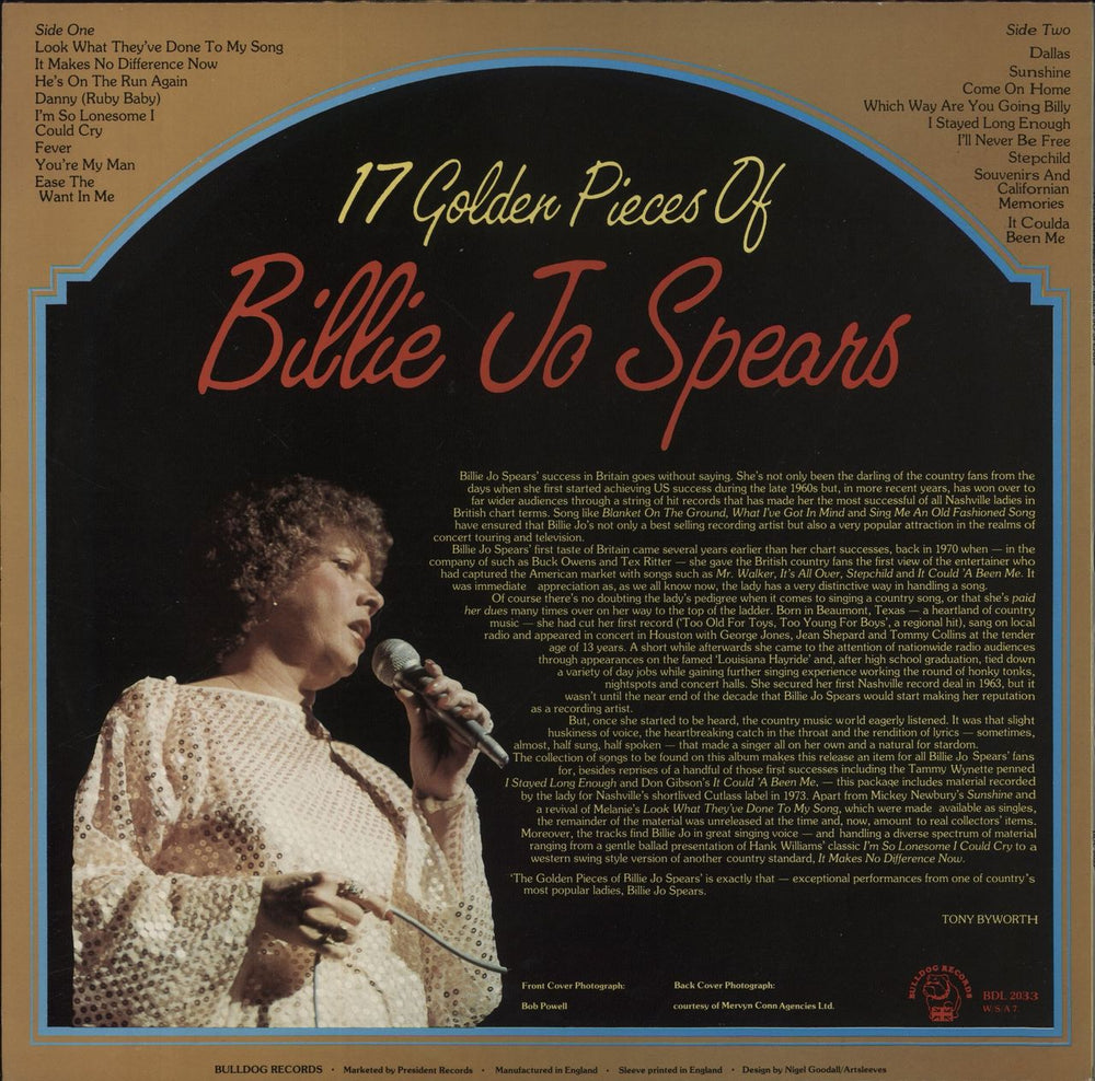 Billie Jo Spears 17 Golden Pieces Of Billie Jo Spears UK vinyl LP album (LP record)