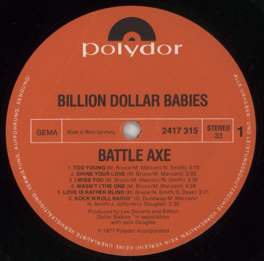 Billion Dollar Babies Battle Axe German vinyl LP album (LP record) EJULPBA859352