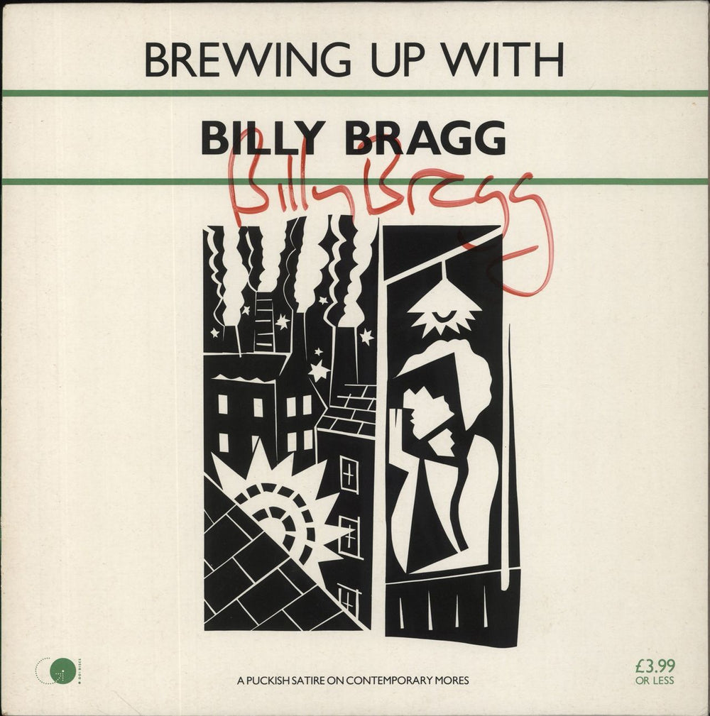 Billy Bragg Brewing Up With Billy Bragg - Autographed UK vinyl LP album (LP record) AGOLP4