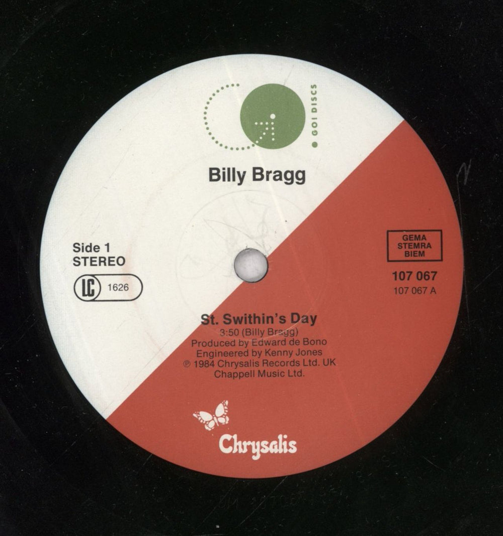 Billy Bragg St. Swithin's Day German 7" vinyl single (7 inch record / 45)