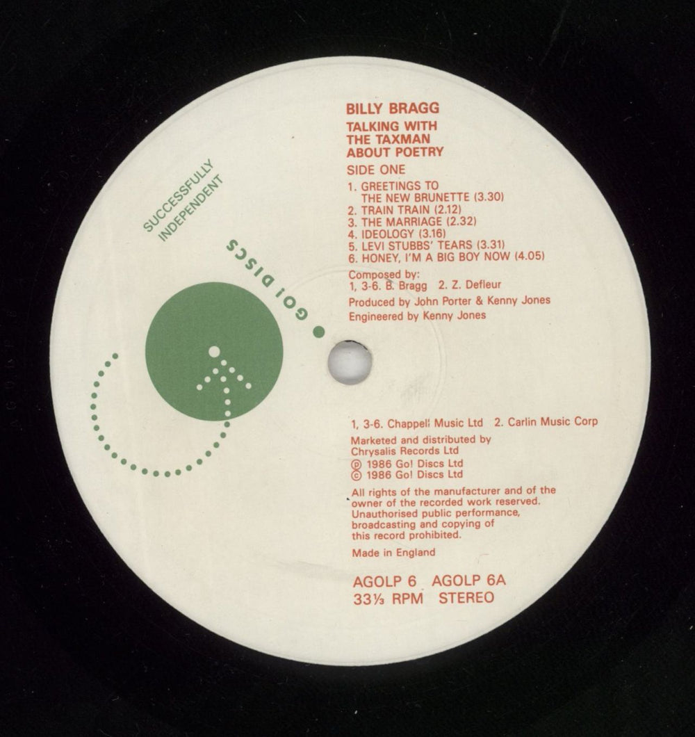 Billy Bragg Talking With The Taxman About Poetry - EX UK vinyl LP album (LP record) BBRLPTA245300