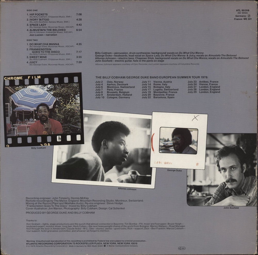 Billy Cobham Live - On Tour In Europe German vinyl LP album (LP record) '1976