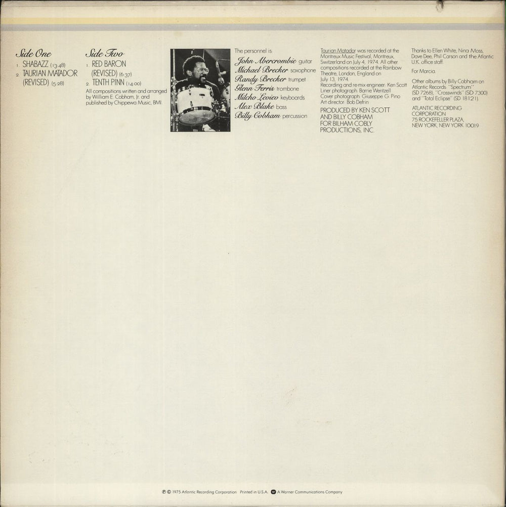 Billy Cobham Shabazz US vinyl LP album (LP record)