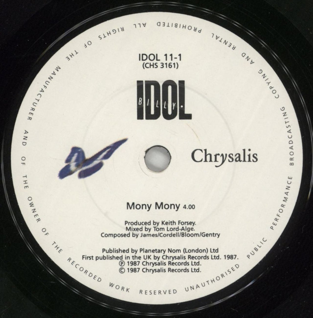 Billy Idol Mony Mony - Live UK 7" vinyl single (7 inch record / 45) IDO07MO273110