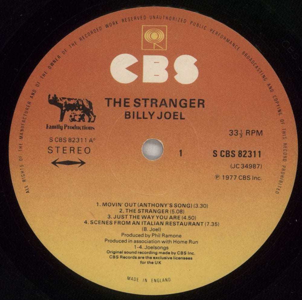 Billy Joel The Stranger + Insert + Hype Sticker UK vinyl LP album (LP record) BLYLPTH763887