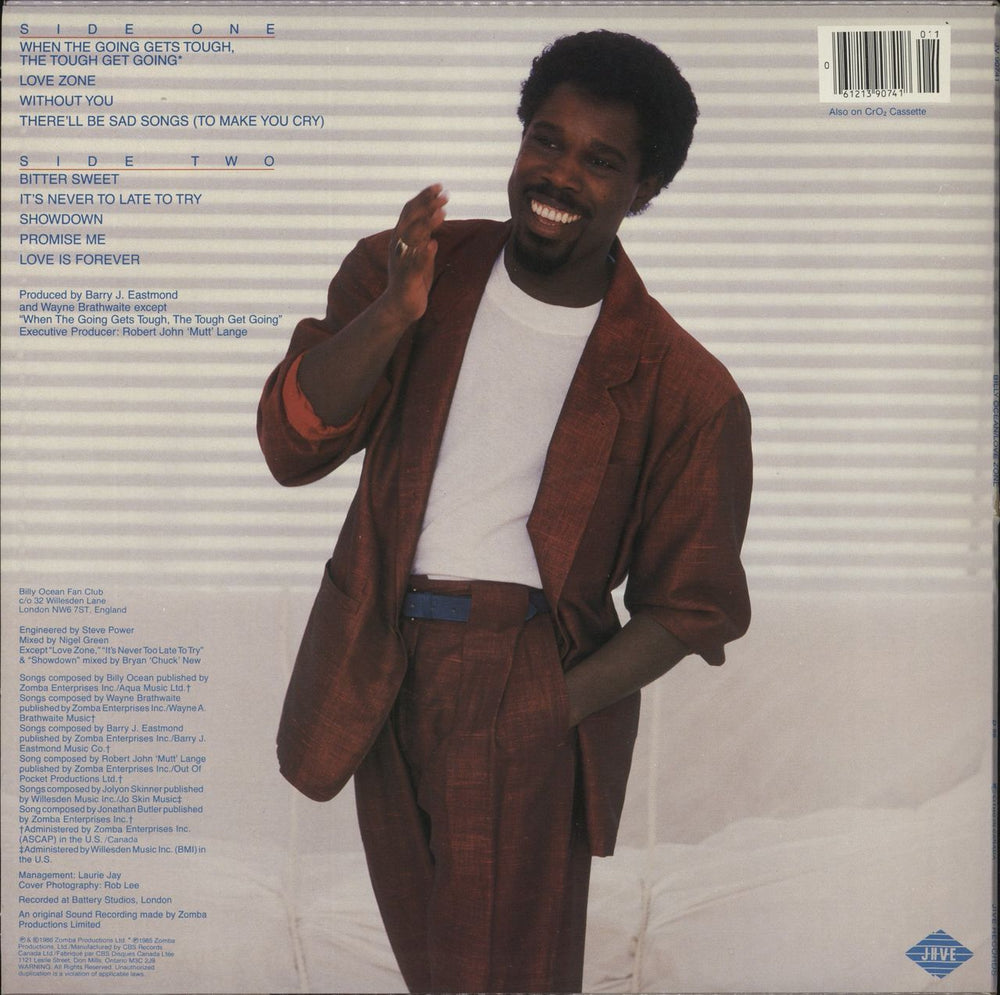 Billy Ocean Love Zone Canadian vinyl LP album (LP record) 5013705003516