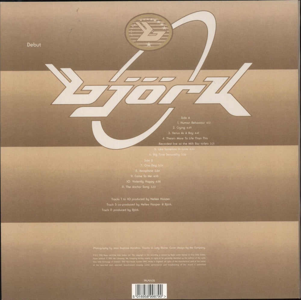 Björk Debut - Gold Vinyl UK vinyl LP album (LP record) 5016958998790
