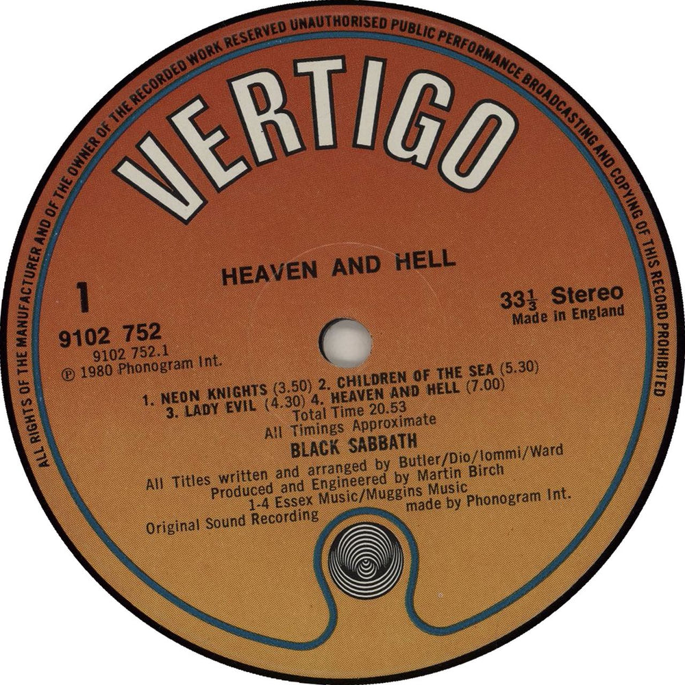 Black Sabbath Heaven And Hell - EX UK vinyl LP album (LP record) BLKLPHE338012