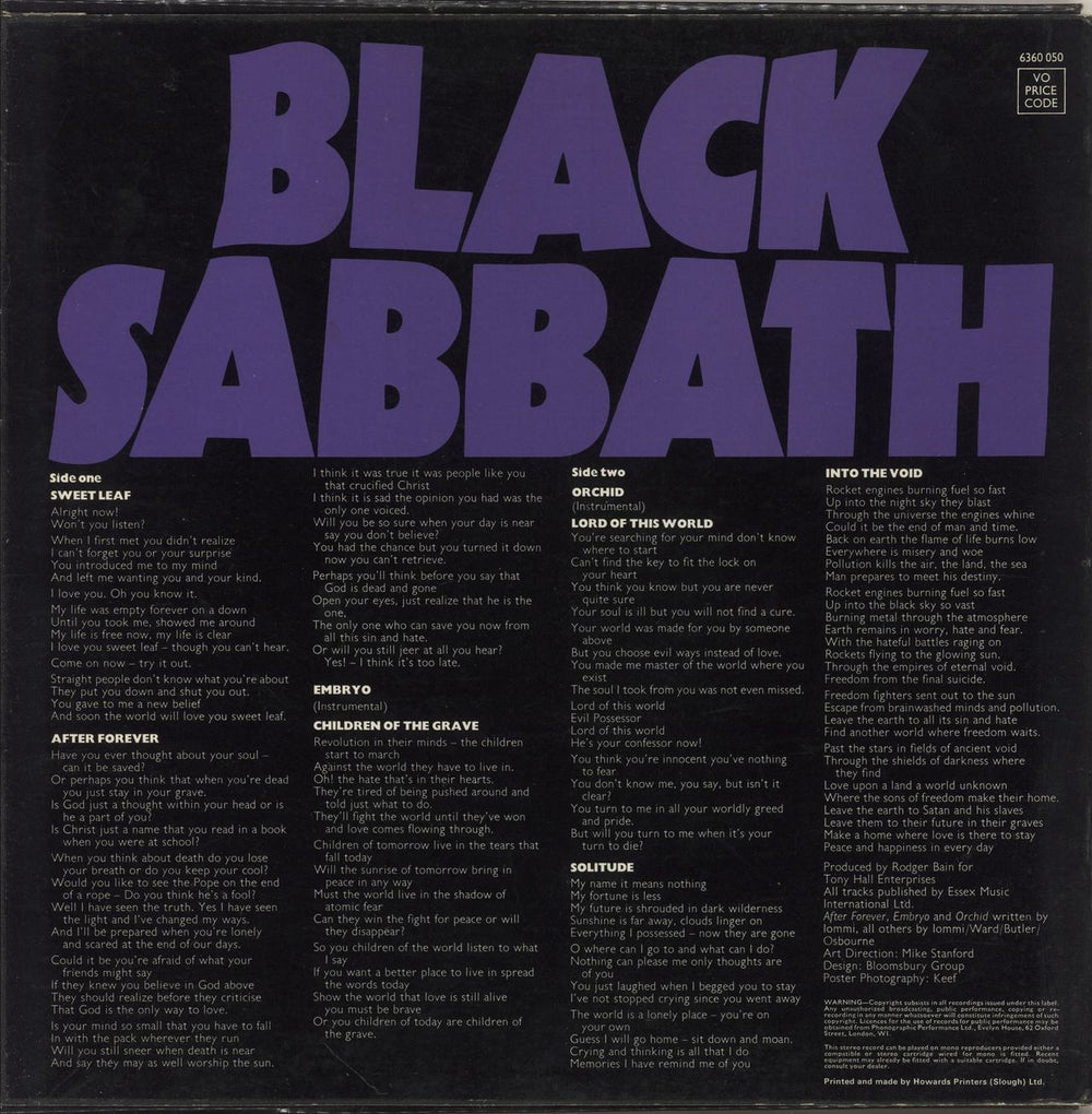 Black Sabbath Master Of Reality - 1st + inner UK vinyl LP album (LP record)