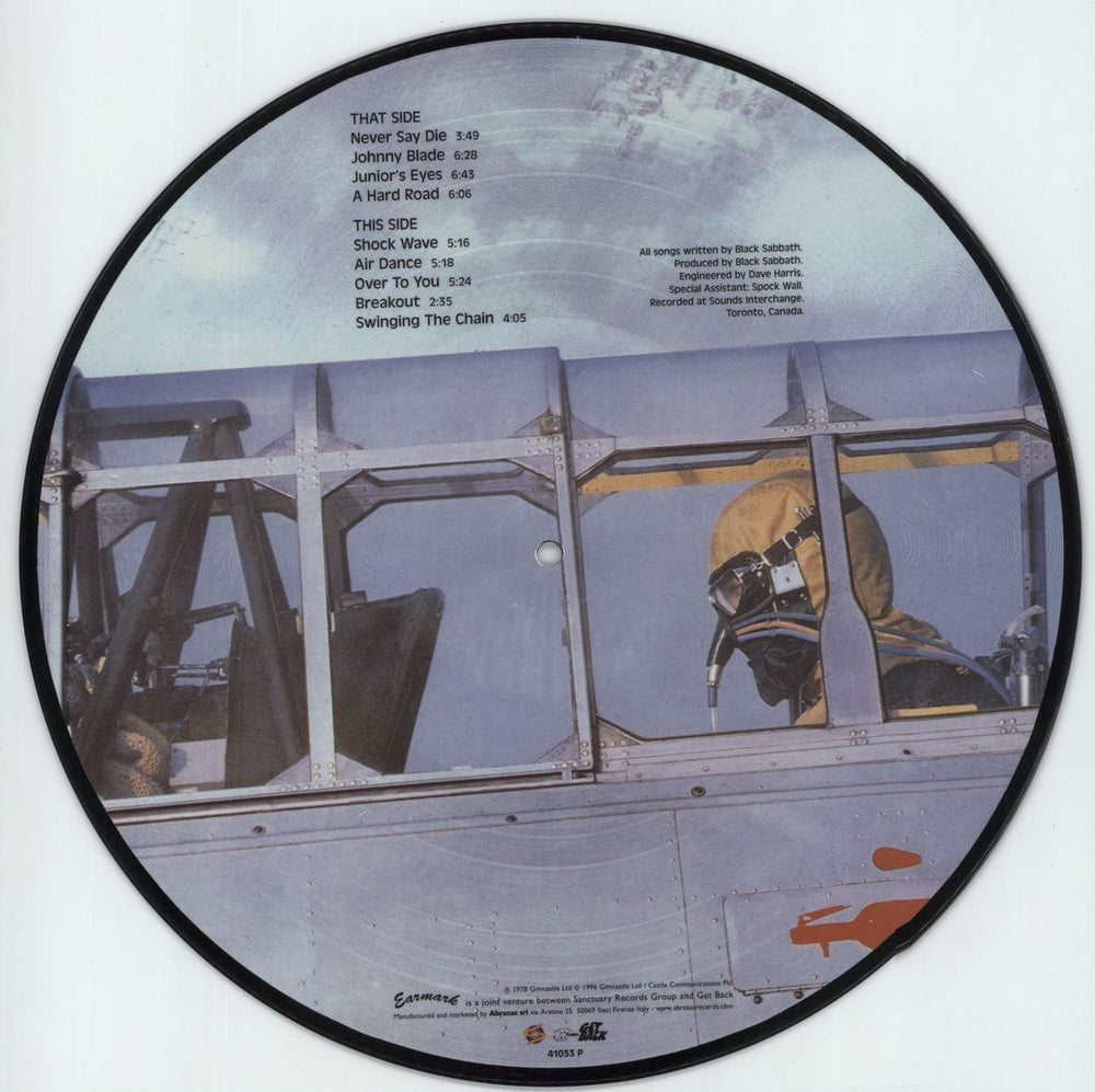 Black Sabbath Never Say Die Italian picture disc LP (vinyl picture disc album) 8013252490330