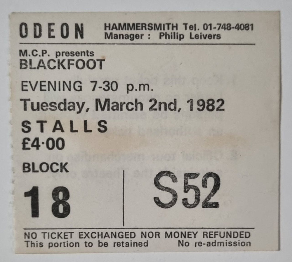 Blackfoot In Concert + Ticket Stub UK tour programme KFOTRIN756640