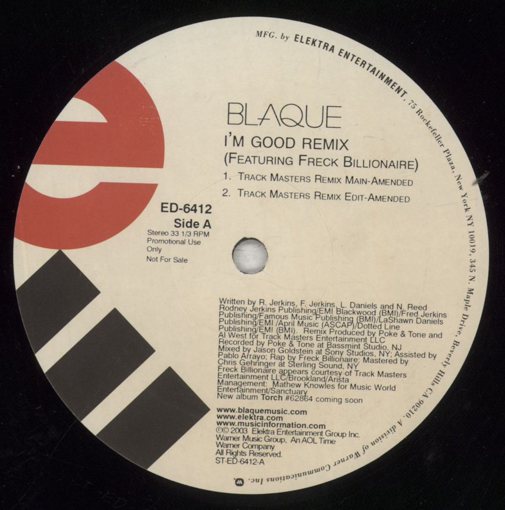 Blaque I'm Good Remix US Promo 12" vinyl single (12 inch record / Maxi-single) ED-6412