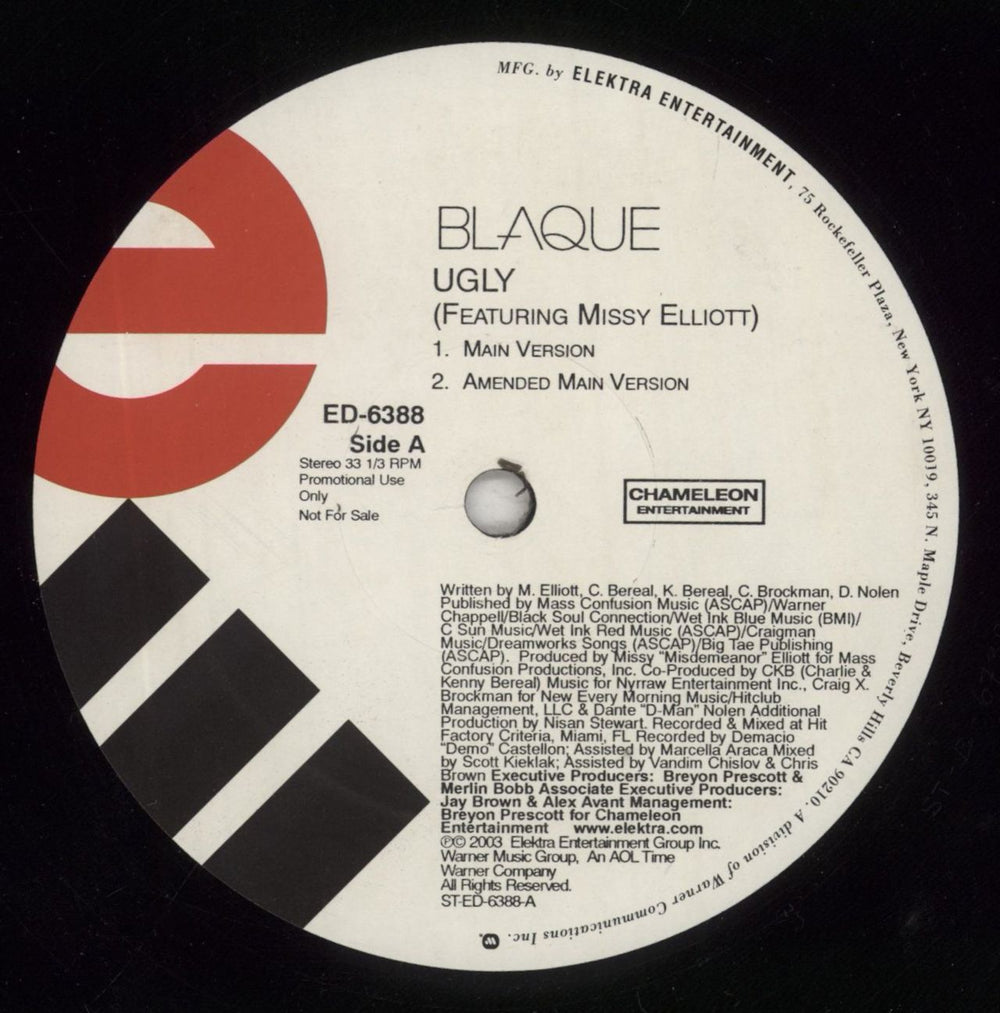 Blaque Ugly US Promo 12" vinyl single (12 inch record / Maxi-single) ED-6388