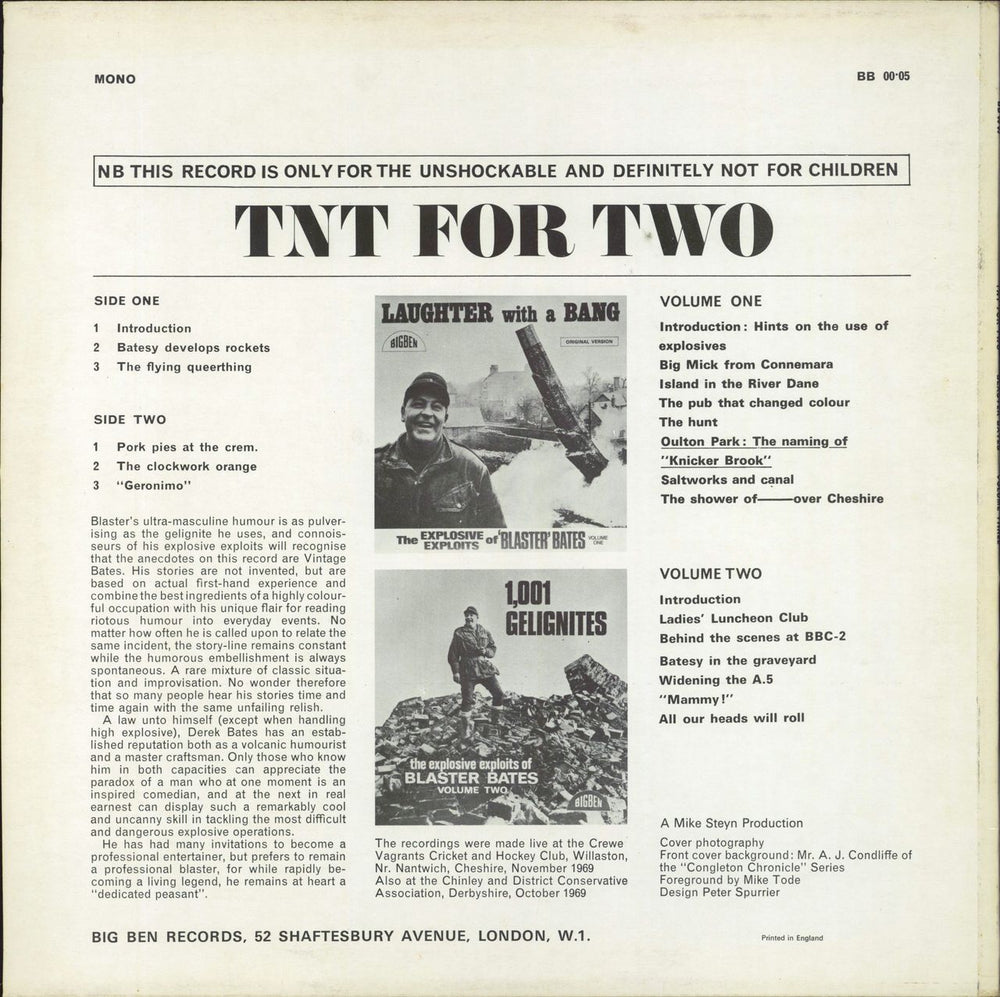 Blaster Bates TNT For Two UK vinyl LP album (LP record)