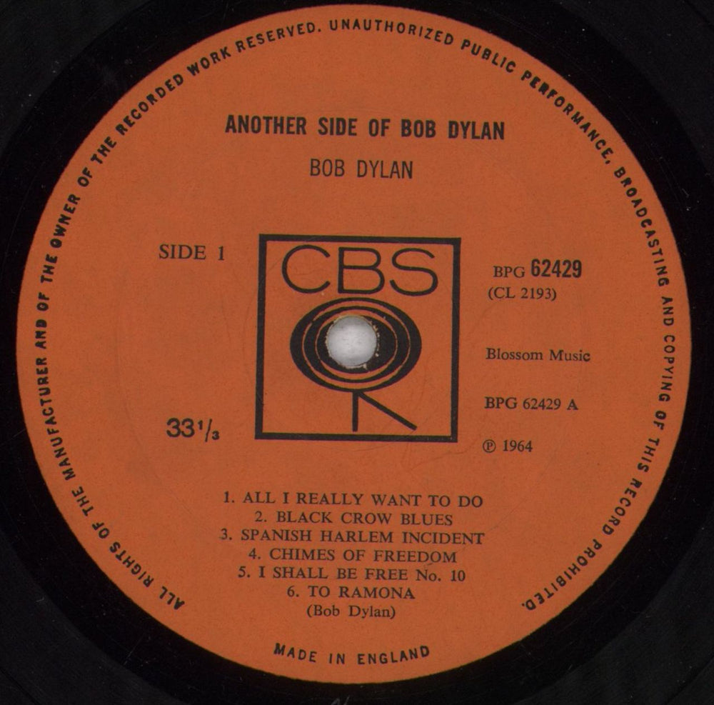 Bob Dylan Another Side Of Bob Dylan - 1st - Pasted - VG UK vinyl LP album (LP record) DYLLPAN840983