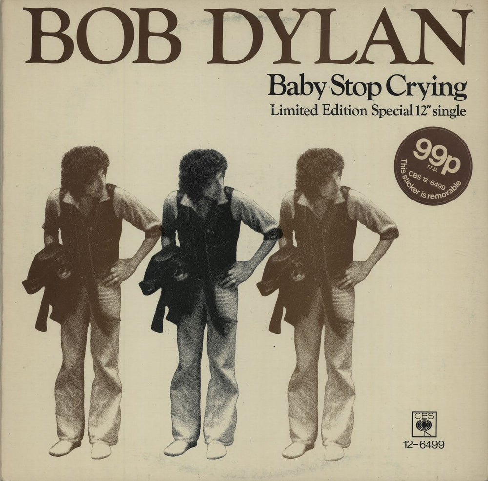 Bob Dylan Baby Stop Cryin' - Stickered sleeve UK 12" vinyl single (12 inch record / Maxi-single) 12-6499