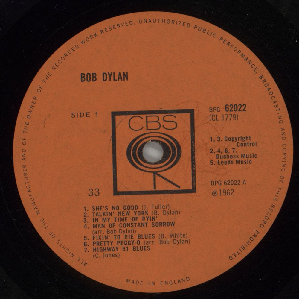 Bob Dylan Bob Dylan - VG - CBS Pressing UK vinyl LP album (LP record) DYLLPBO570270