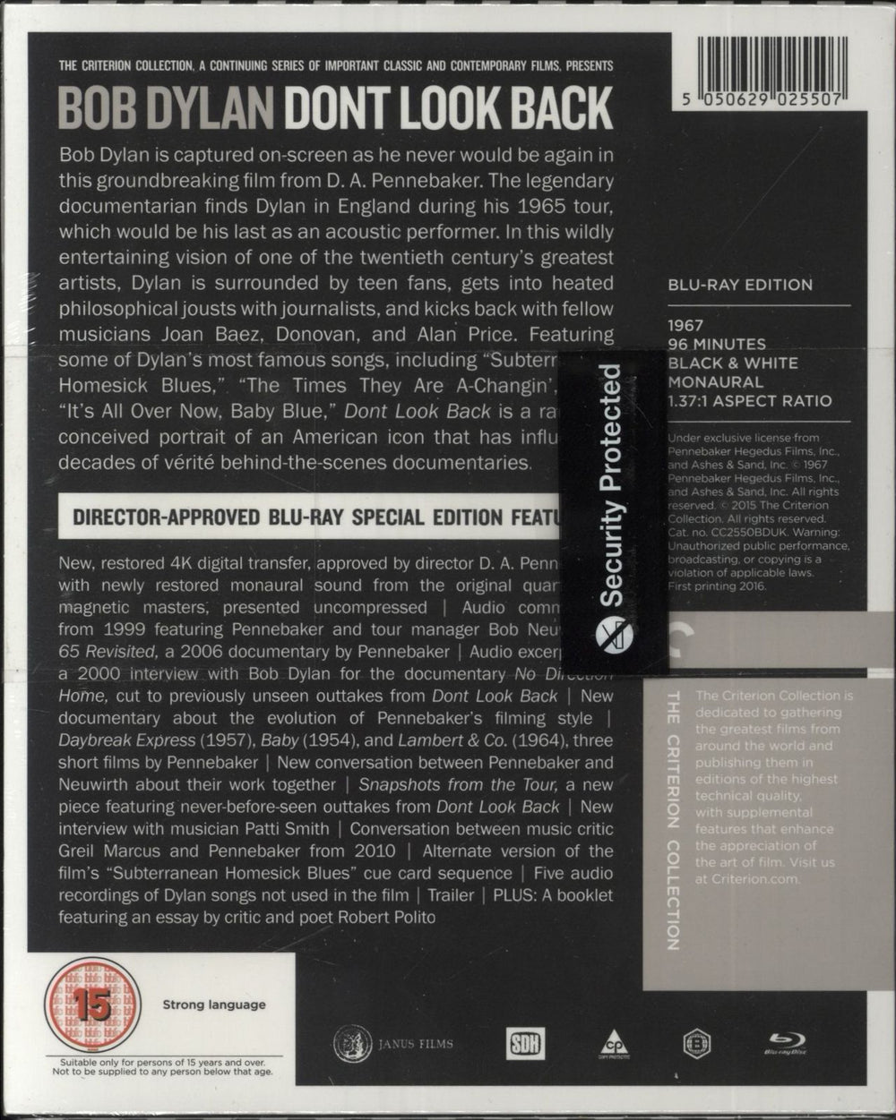 Bob Dylan Dont Look Back - Sealed US Blu Ray DVD 5050629025507