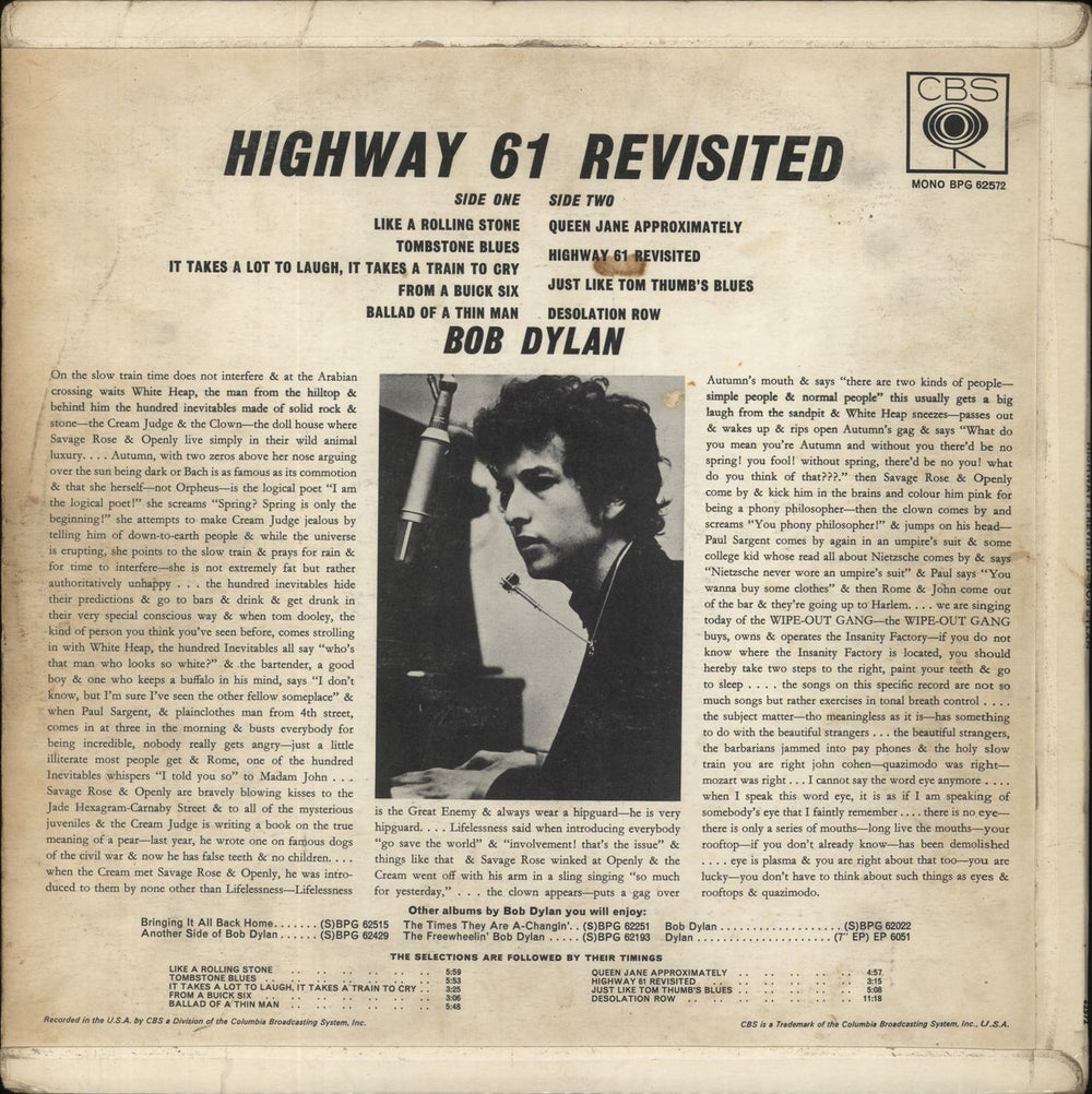 Bob Dylan Highway 61 Revisited - 1st - VG UK vinyl LP album (LP record)