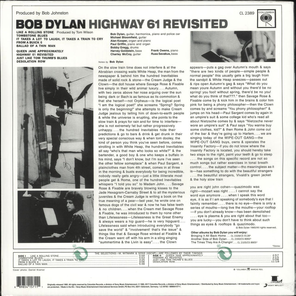 Bob Dylan Highway 61 Revisited - White Vinyl - Mispress French vinyl LP album (LP record) 889854157111