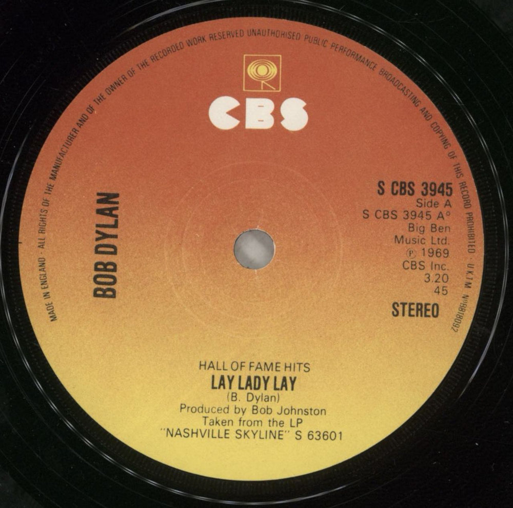 Bob Dylan Lay Lady Lay - Series Sleeve UK 7" vinyl single (7 inch record / 45) DYL07LA129433