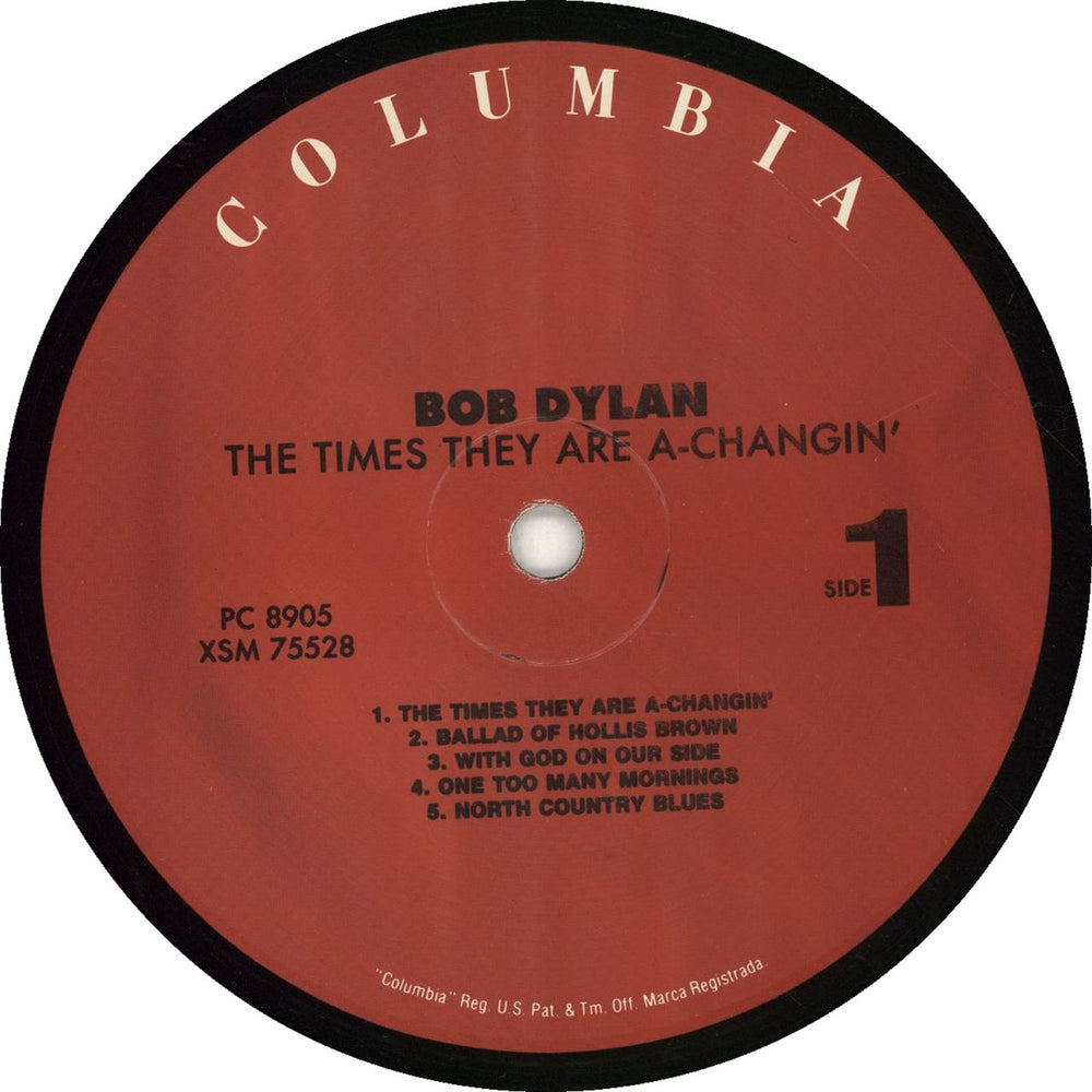 Bob Dylan The Times They Are A-Changin' - 90s US vinyl LP album (LP record) 074640890512