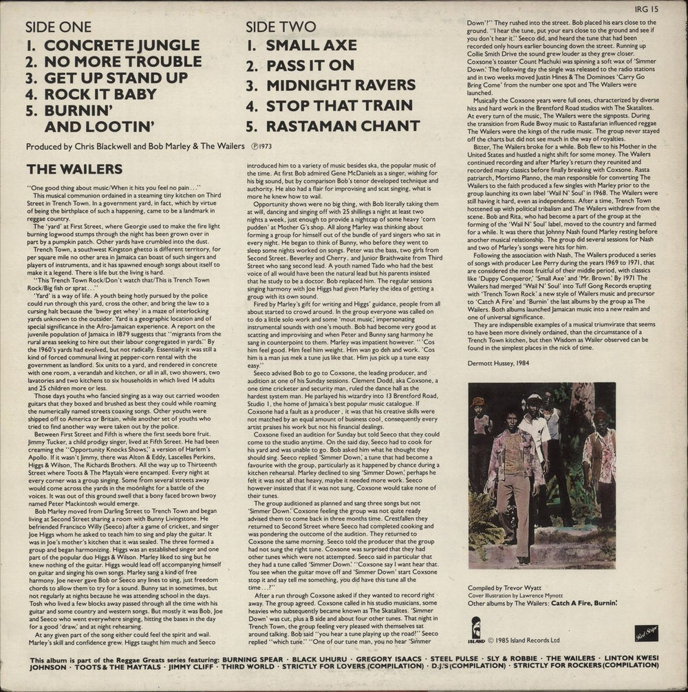 Bob Marley & The Wailers Reggae Greats UK vinyl LP album (LP record)