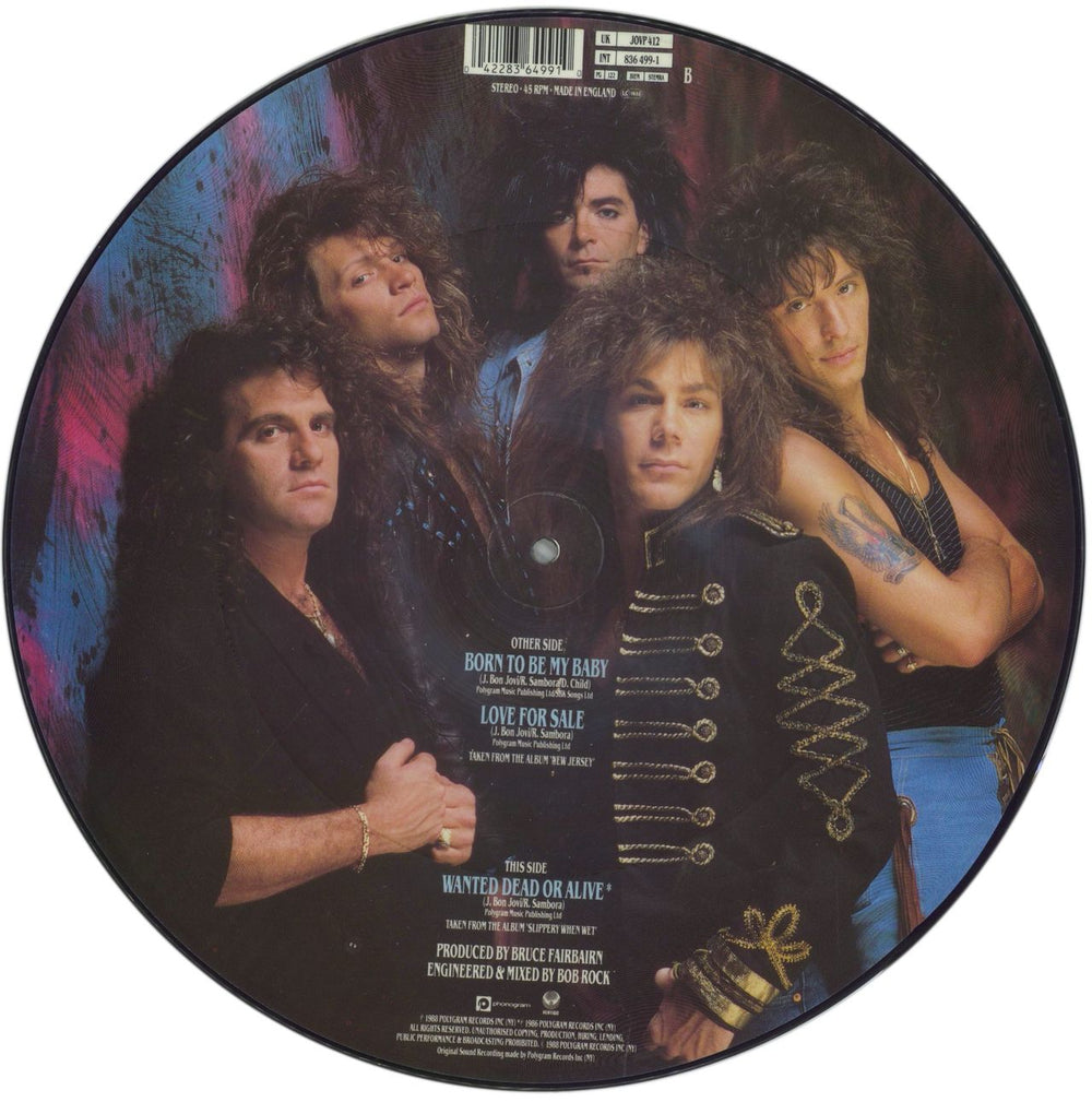 Bon Jovi Born To Be My Baby UK 12" vinyl picture disc (12 inch picture record) 042283649910