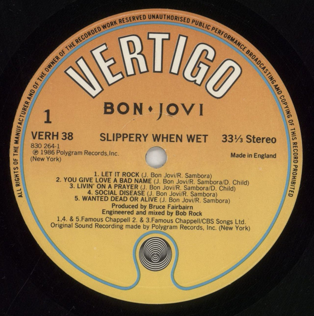 Bon Jovi Slippery When Wet - EX UK vinyl LP album (LP record) BONLPSL258375