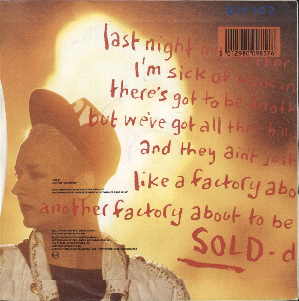 Boy George Sold UK 7" vinyl single (7 inch record / 45) 5012980098576