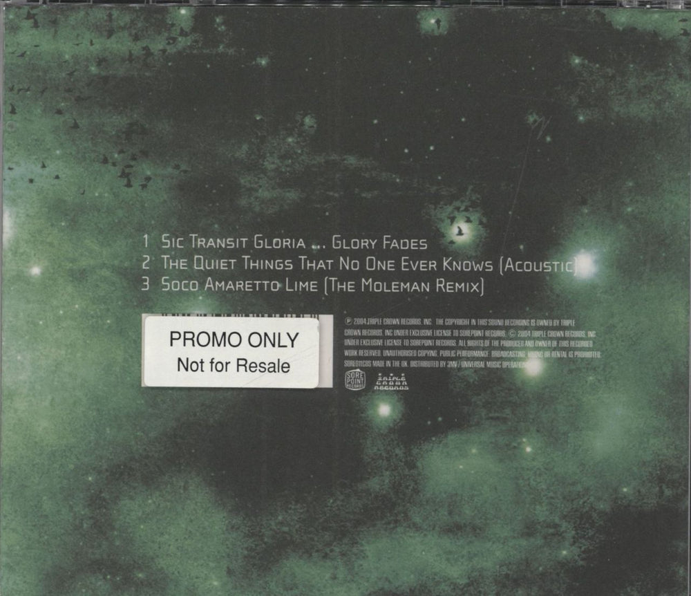 Brand New Sic Transit Gloria...Glory Fades UK Promo CD single (CD5 / 5")