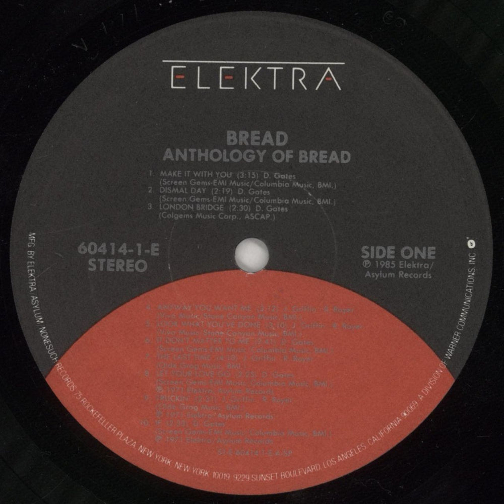 Bread Anthology Of Bread US vinyl LP album (LP record) RDBLPAN861005