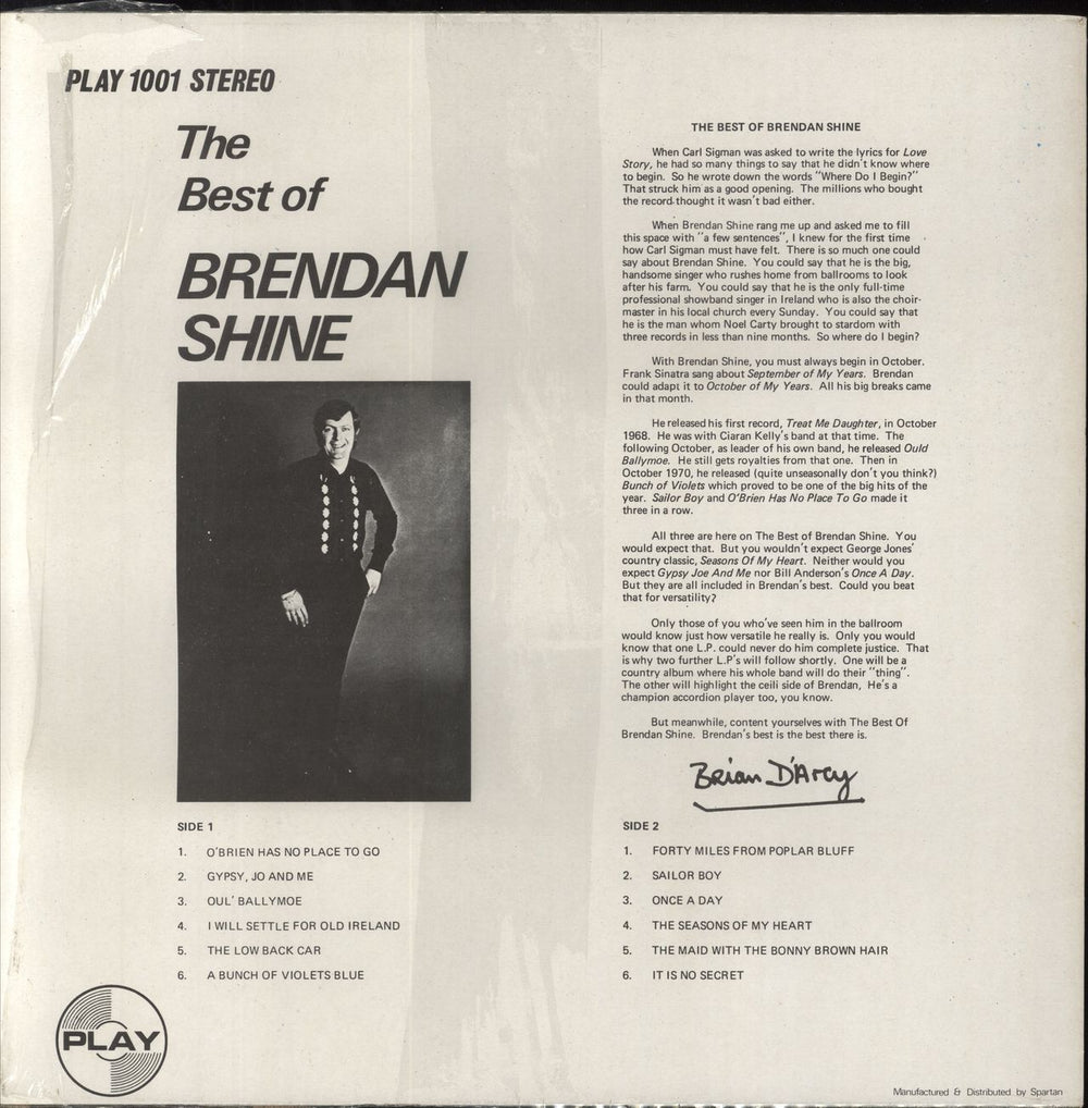 Brendan Shine The Best Of Brendan Shine UK vinyl LP album (LP record)