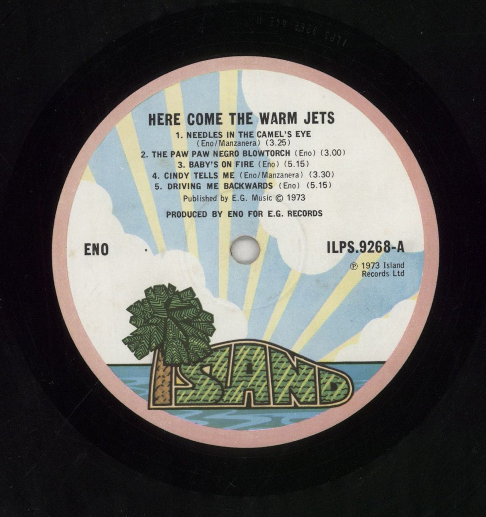 Brian Eno Here Come The Warm Jets - 1st - VG UK vinyl LP album (LP record) ENOLPHE850651