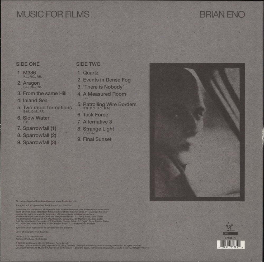 Brian Eno Music For Films: Remastered - 180 Gram Vinyl UK vinyl LP album (LP record) 602567750710