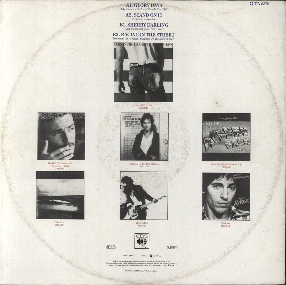 Bruce Springsteen Glory Days - Poster Sleeve UK 12" vinyl single (12 inch record / Maxi-single)