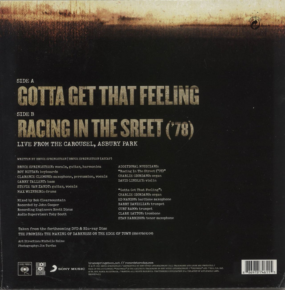 Bruce Springsteen Gotta Get That Feeling - RSD11 - Sealed US 10" vinyl single (10 inch record) 886978746115