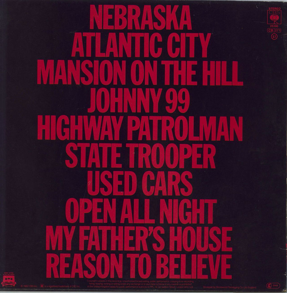 Bruce Springsteen Nebraska - 1st - EX UK vinyl LP album (LP record)