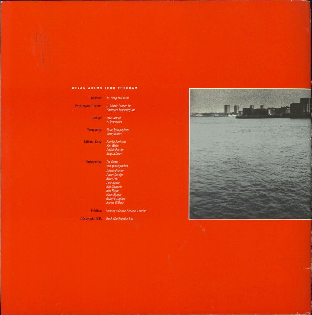 Bryan Adams Into The Fire World Tour + ticket stub UK tour programme