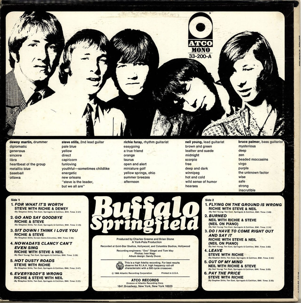 Buffalo Springfield Buffalo Springfield - Stereo - Yellow label US vinyl LP album (LP record)