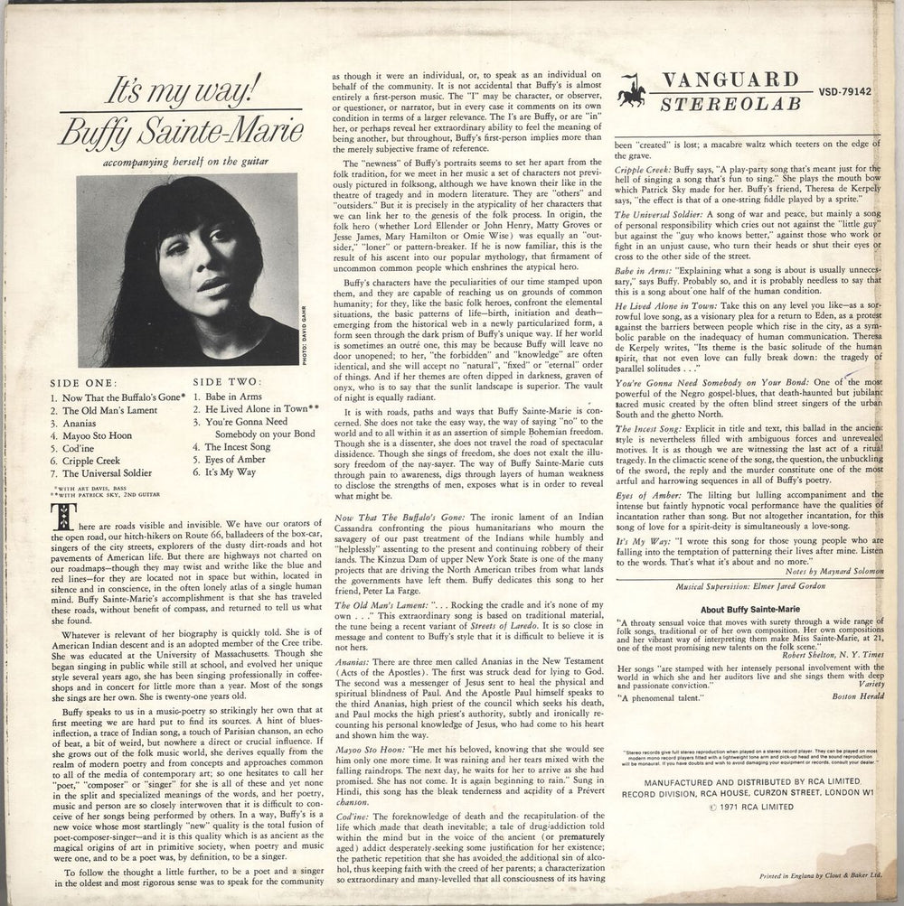 Buffy Sainte-Marie It's My Way! UK vinyl LP album (LP record)