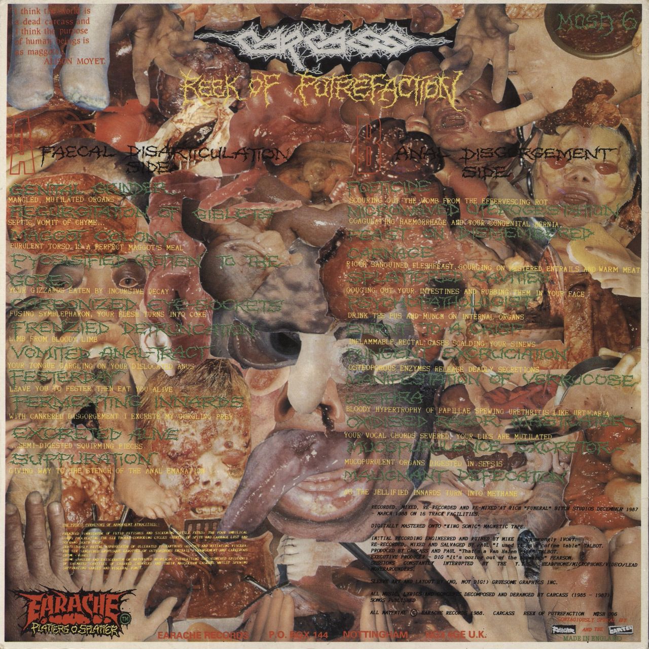 Carcass Reek Of Putrefaction - EX UK Vinyl LP — RareVinyl.com